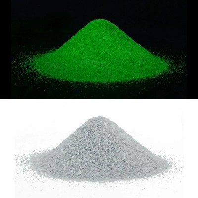 Nisip fosforescent alb care lumineaza verde in intuneric, granulatie fina, 500 grame foto