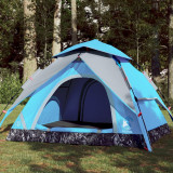 VidaXL Cort de camping cupolă 3 persoane, setare rapidă, albastru