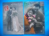 HOPCT 1628 CUPLU-ROMANTICA-FRANTA-TCV-LOT 2 CARTI POSTALE VECHI-CIRCULATE, Circulata, Printata