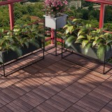 Set 10 dale din lemn pentru terasa si balcon Alliste, maro, 30x30 cm