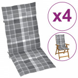 Perne pentru scaun de grădină, 4 buc., gri carouri, 120x50x3 cm