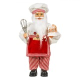 Figurină Decorativă, Moș Crăciun Cofetar, Poliester, &Icirc;mbrăcăminte Alb-Roșu, &Icirc;nălțime 33 cm, Oem