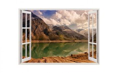 Autocolant decorativ, Fereastra, Natura si peisaje, Multicolor, 85 cm, 2518ST foto