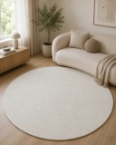 Cumpara ieftin Covor Rotund Belgian Model Fargo 71501-056, Marime 120 x 120 cm, Alb, Inaltime Fir 7 mm, Antialergic, Polipropilena, Living, Dormitor, Sufragerie, Cop