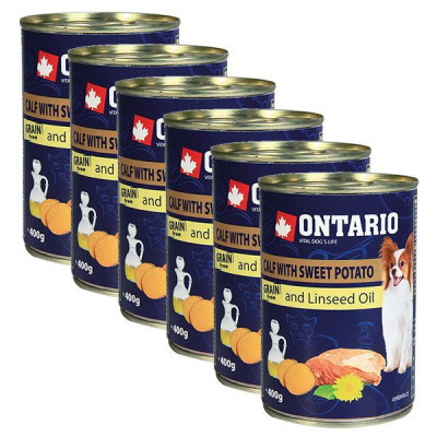 Conservă ONTARIO cu carne de vițel cartofi dulci și ulei de in - 6 x 400g foto
