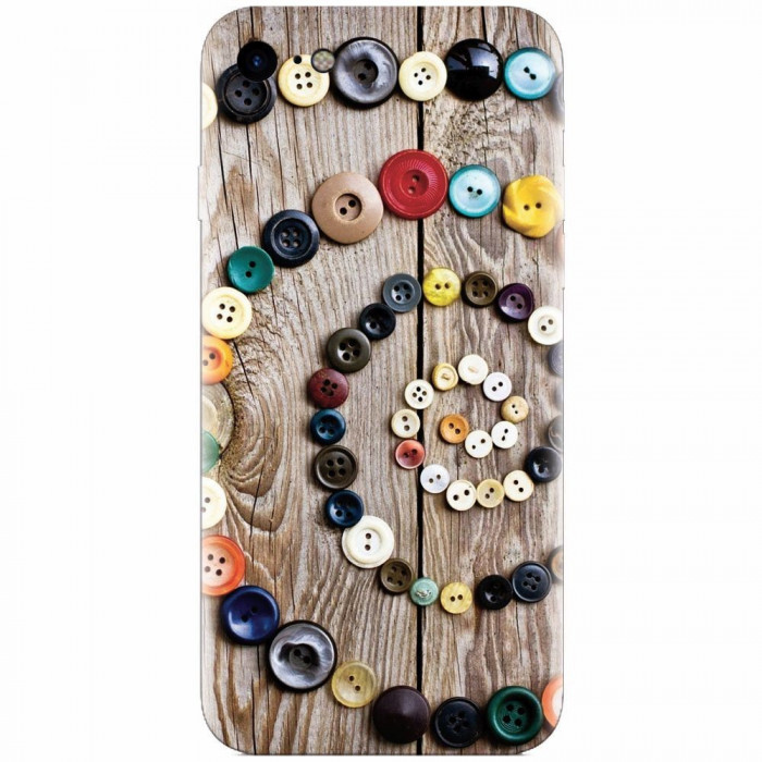 Husa silicon pentru Apple Iphone 8, Colorful Buttons Spiral Wood Deck