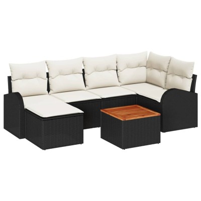 vidaXL Set de canapele pentru grădină 7 pcs Negru Rattan poli 3347600 foto