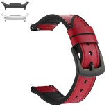 Curea hibrid piele-silicon compatibila cu Samsung Galaxy Watch9 44mm/40mm, Samsung Galaxy Watch 8 44mm/40mm, Tart Red