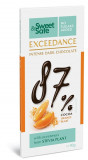 Ciocolata &quot;exceedance&quot; amaruie 87% cu portocale si indulcitor din stevie 90gr, Sly Nutritia