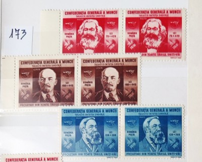 1945 - Confederatia Generala a Muncii - pereche orizontala MNH** - LP 173 foto