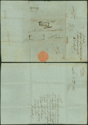 Italy 1827 Postal History Rare Stampless Cover + Content Adria to Padova DB.462 foto