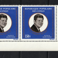 Congo, 1973 | Comemorare 10 ani Kennedy - Personalităţi | Ştraif 5v - MNH | aph