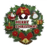 Autocolant 3D Crăciun, Coronită, Dimensiune 30 cm, Multicolor, Mesaj Merry Christmas, Oem