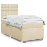 Gossi pat box spring cu saltea, crem, 90x200 cm, textil