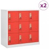 VidaXL Dulapuri vestiar 2 buc. gri deschis și roșu 90x45x92,5 cm oțel
