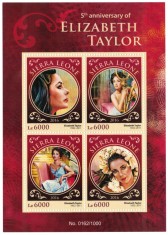 SIERRA LEONE 2016 - Actrite celebre, Elizabeth Taylor / set complet - bloc + colita MNH (2 imagini)