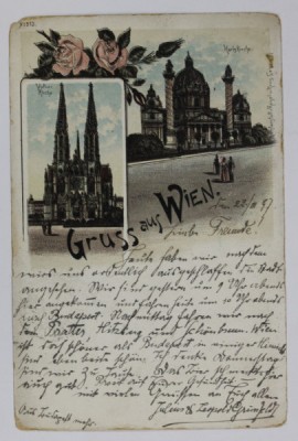 GRUSS AUS WIEN , SALUTARI DIN VIENA , CARTE POSTALA , CROMOLITOGRAFIE , CLASICA foto