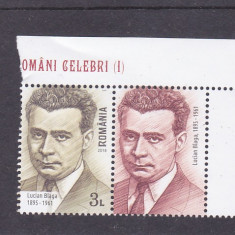 OAMENI CELEBRI ILUCIAN BLAGA, VAL 3 LEI CU VINIETA ,2018,MNH,ROMANIA