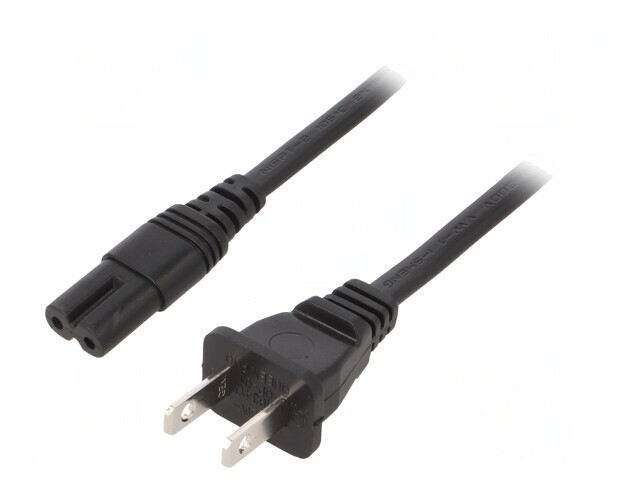 Cablu Alimentare 2x18AWG IEC C7 la NEMA 1-15 4m Negru