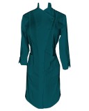 Sarafan Medical Pe Stil cu Elastan, Turcoaz Inchis cu nasturi, Model Alice - XL
