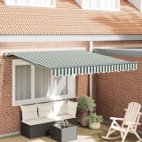 Copertină Manual Verde și alb 300 x 250 cm Poliester și metal