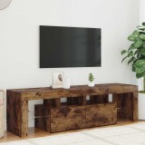 Comodă TV cu lumini LED, stejar fumuriu 140x36,5x40 cm