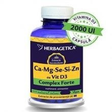 CA MG SE SI ZN cu Vitamina D3 Complex Forte Herbagetica 120cps Cod: herb01035 foto