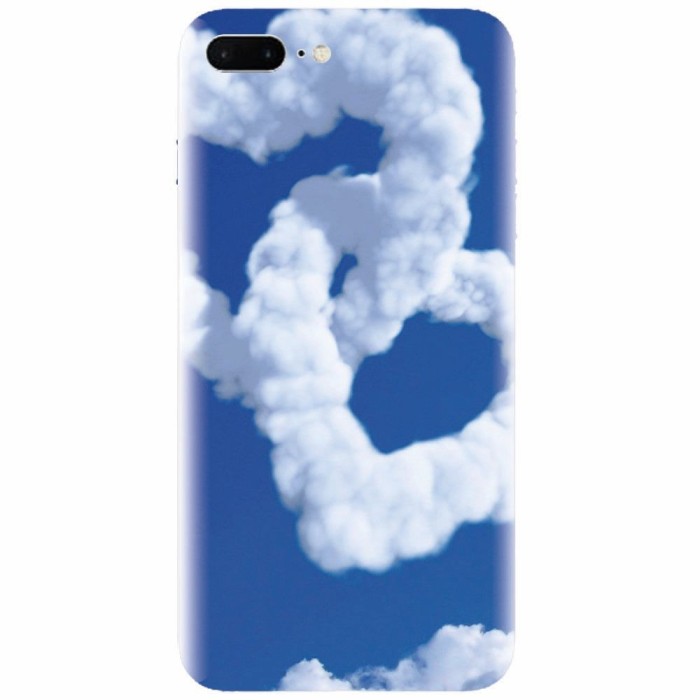 Husa silicon pentru Apple Iphone 8 Plus, Heart Shaped Clouds Blue Sky
