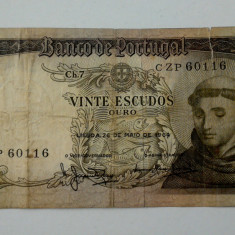 BANCNOTA PORTUGALIA 20 escudos 1964