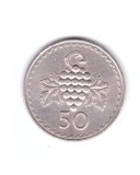 Moneda Cipru 50 mils 1963, stare buna, curata, Europa, Cupru-Nichel