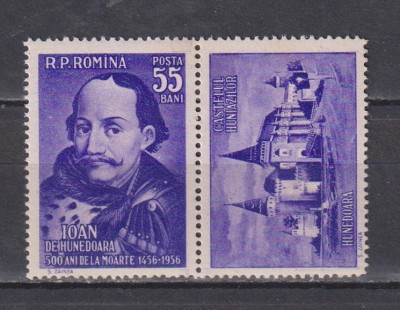 500 ANI DE LA MOARTEA LUI IANCU DE HUNEDOARA CU VINIETA 1956 LP. 419a MNH foto
