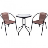 Set mobilier gradina maro, Strend Pro Alesia, masa rotunda 70x60 cm, 2 scaune
