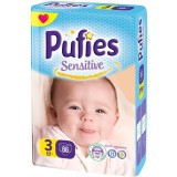 Scutece Pufies Sensitive, 3 Midi, Maxi Pack, 6-10 kg, 66 buc