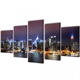 Set tablouri de p&acirc;nză panoramă New York 200 x 100 cm, color