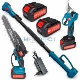 Cumpara ieftin Set Foarfeca de Gradina și Mini Drujba 48V 8Ah , 2 Acumulatori, Brat Telescopic 2 m, Unghi Reglabil de Taiere electrica CMP1757