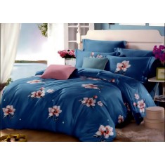 Lenjerie de pat pentru o persoana cu husa de perna dreptunghiulara, Emma 2, bumbac mercerizat, multicolor