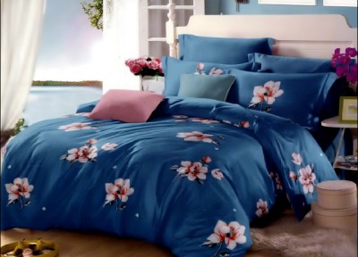 Lenjerie de pat matrimonial cu husa elastic pat si fata perna dreptunghiulara, Emma 2, bumbac mercerizat, multicolor foto