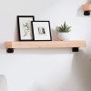 Polita perete lemn masiv stejar netratat 60x10x6 cm, margine naturala, raft suspendat, decor rustic