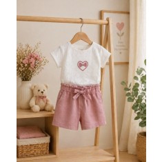 Set pentru fetite PAMPALKIDS cu pantaloni scurti (Marime Disponibila: 7 ani)