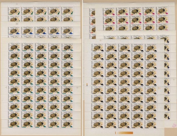 Romania 1999 Insecte cu supratipar dinozauri timbre in coli nestampilate