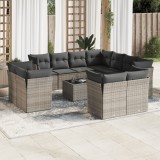 vidaXL Set canapea de grădină cu perne, 12 piese, gri, poliratan 3218520