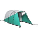 Cort camping, 4 persoane, impermeabil, tip tunel, cu vestibul si ferestre, verde si alb, 460x260x190 cm GartenVIP DiyLine