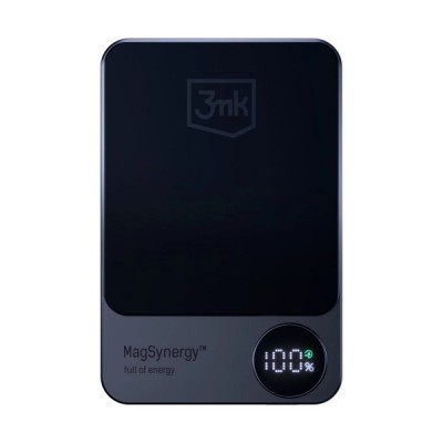 Baterie Externa Wireless 3MK MagSynergy, 5000mAh, 18W, PD + FQI, 1 x QI - 1 x USB-C, Neagra foto