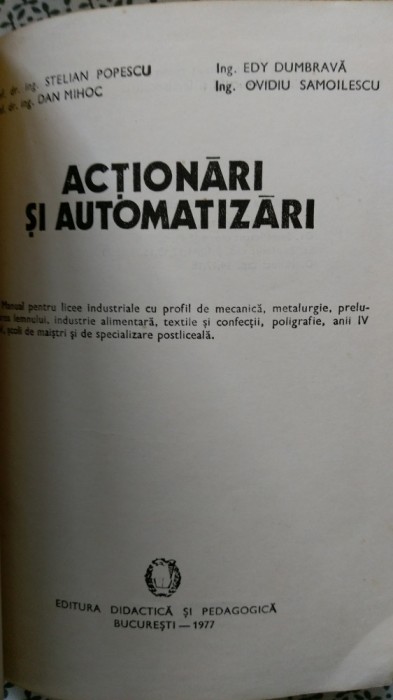 Manual scolar pentru licee industriale, carte 1977