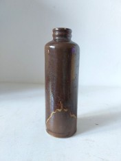 Sticla de ceramica gresie, vintage, 13cm inaltime x cca 4cm diametru
