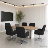 Cumpara ieftin Scaune birou cu rotire 6 buc. Tesatura 54 x 58 x 90 cm Negru