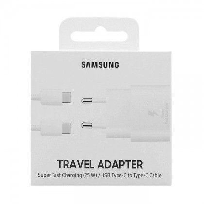 Incarcator Retea USB Samsung EP-TA800XWEGWW 25W cu Cablu de date USB Type-C, Alb Original EU Blister