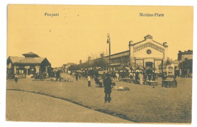 2470 - FOCSANI, Market, Romania - old postcard, CENSOR - used - 1917 foto