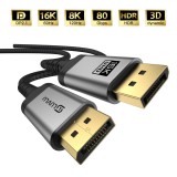 Cablu Display Port 2.1 LUVLU&reg;, DP la DP 16K@60Hz, 8K@120Hz, 4k@240Hz, viteza pana la 80Gbps, DSC 1.2a, HDR, 3D dinamic, HDCP, dublu impletit, gold pla
