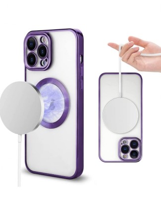 Huse silicon cu protectie camera MagSafe compatibila cu Iphone 14 Pro Mov foto
